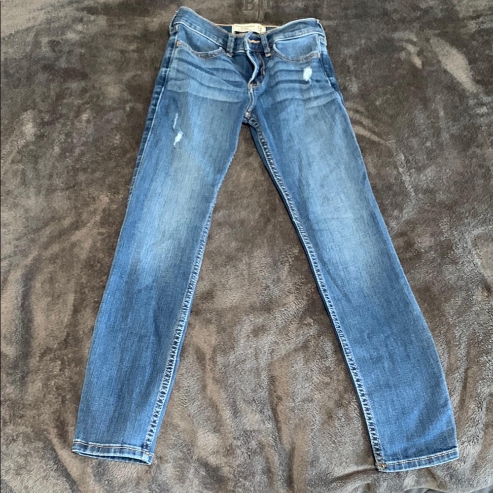 Abercrombie Kids Blue Skinny Jeans Distressed Denim